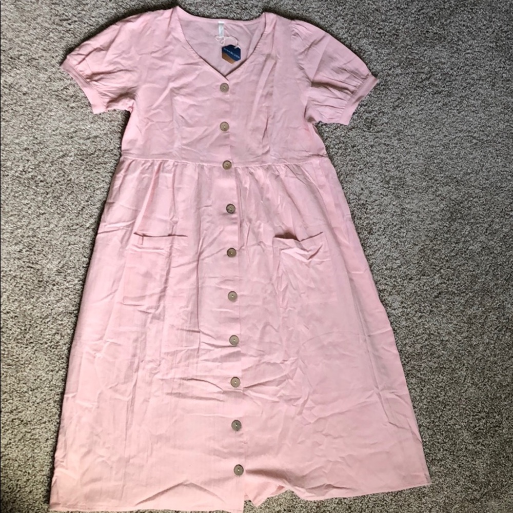 Pinkblush Dusty rose button down midi dress